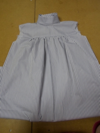girls pinafore, gathered front and collar, front and back together